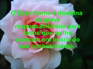 O Espiritismo é doutrina de grave responsabilidade para todos que se lhe acercam em busca do seu conhecimento.  