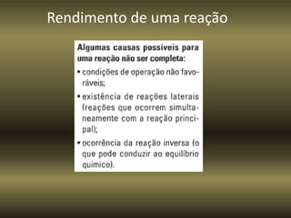 Rendimento de uma reação
 