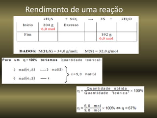 Rendimento de uma reação
 