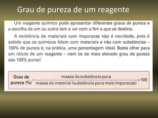 Grau de pureza de um reagente
 