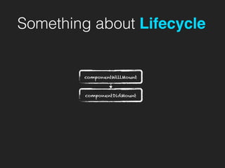 Something about Lifecycle
componentWillMount
componentDidMount
 