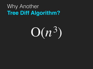 Why Another
Tree Diff Algorithm?
O(n3)
 