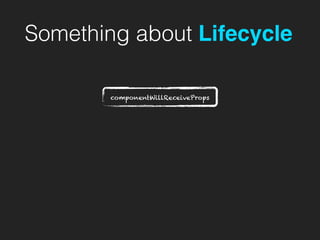 Something about Lifecycle
componentWillReceiveProps
 