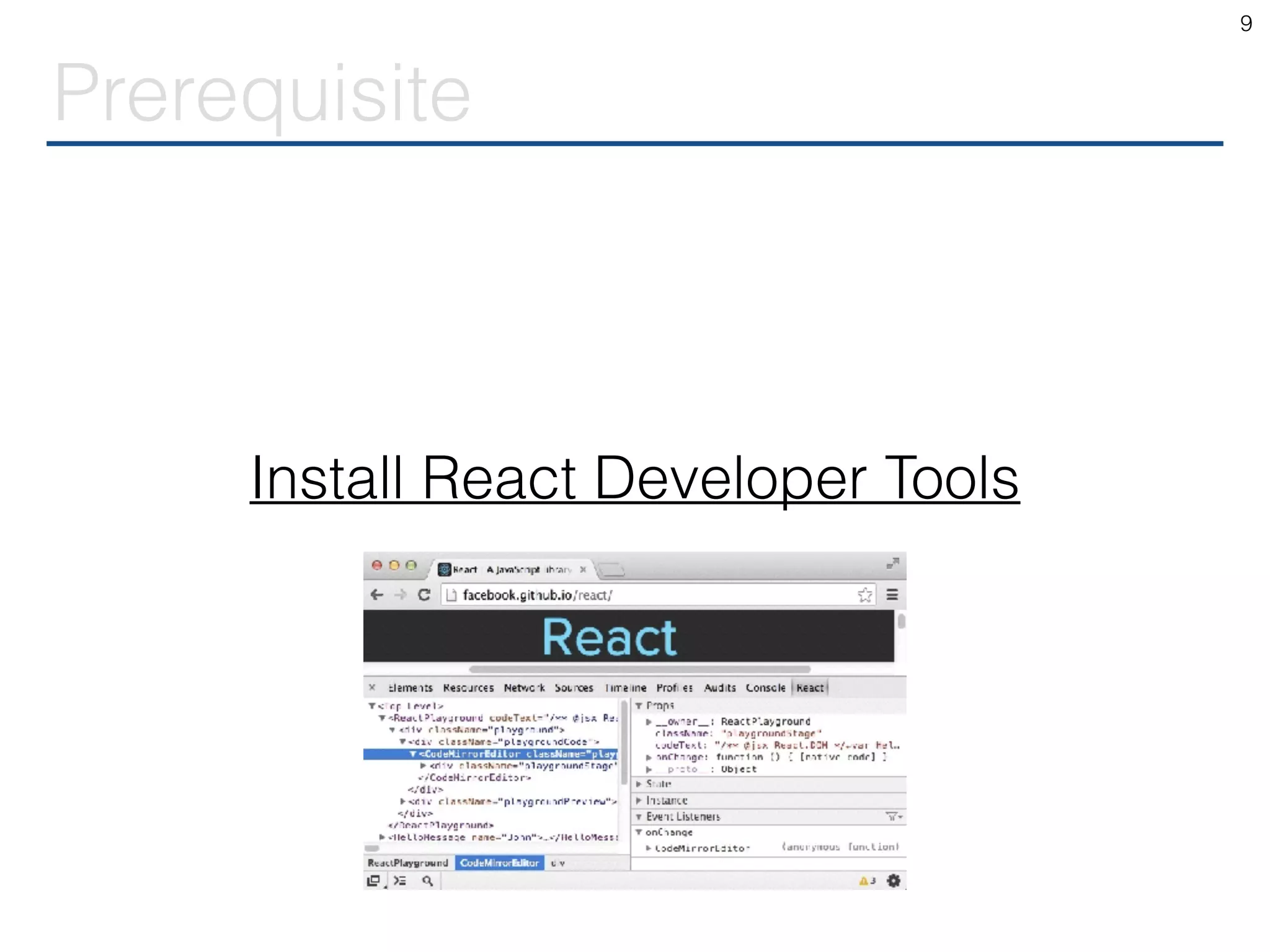 Prerequisite 9 Install React Developer Tools 