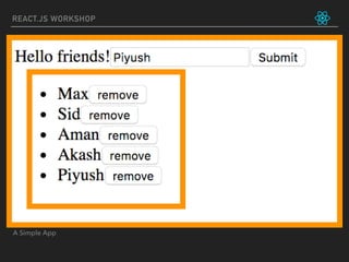 REACT.JS WORKSHOP
A Simple App
 