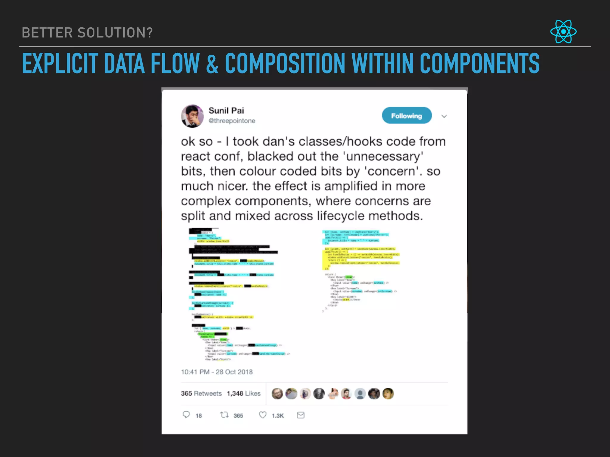 BETTER SOLUTION?
EXPLICIT DATA FLOW & COMPOSITION WITHIN COMPONENTS
 