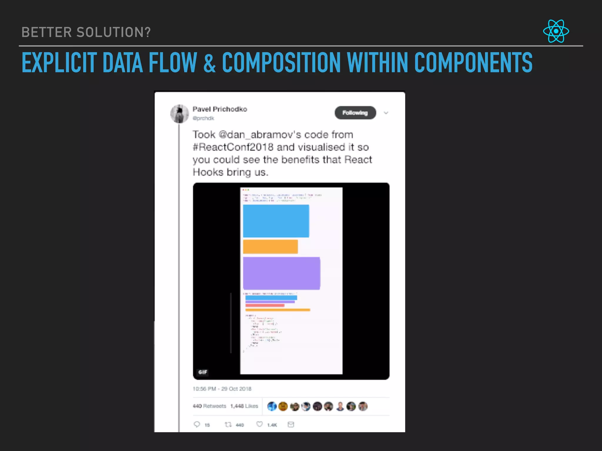 BETTER SOLUTION?
EXPLICIT DATA FLOW & COMPOSITION WITHIN COMPONENTS
 