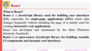 React: Client Side Technology, Introduction | PPTX