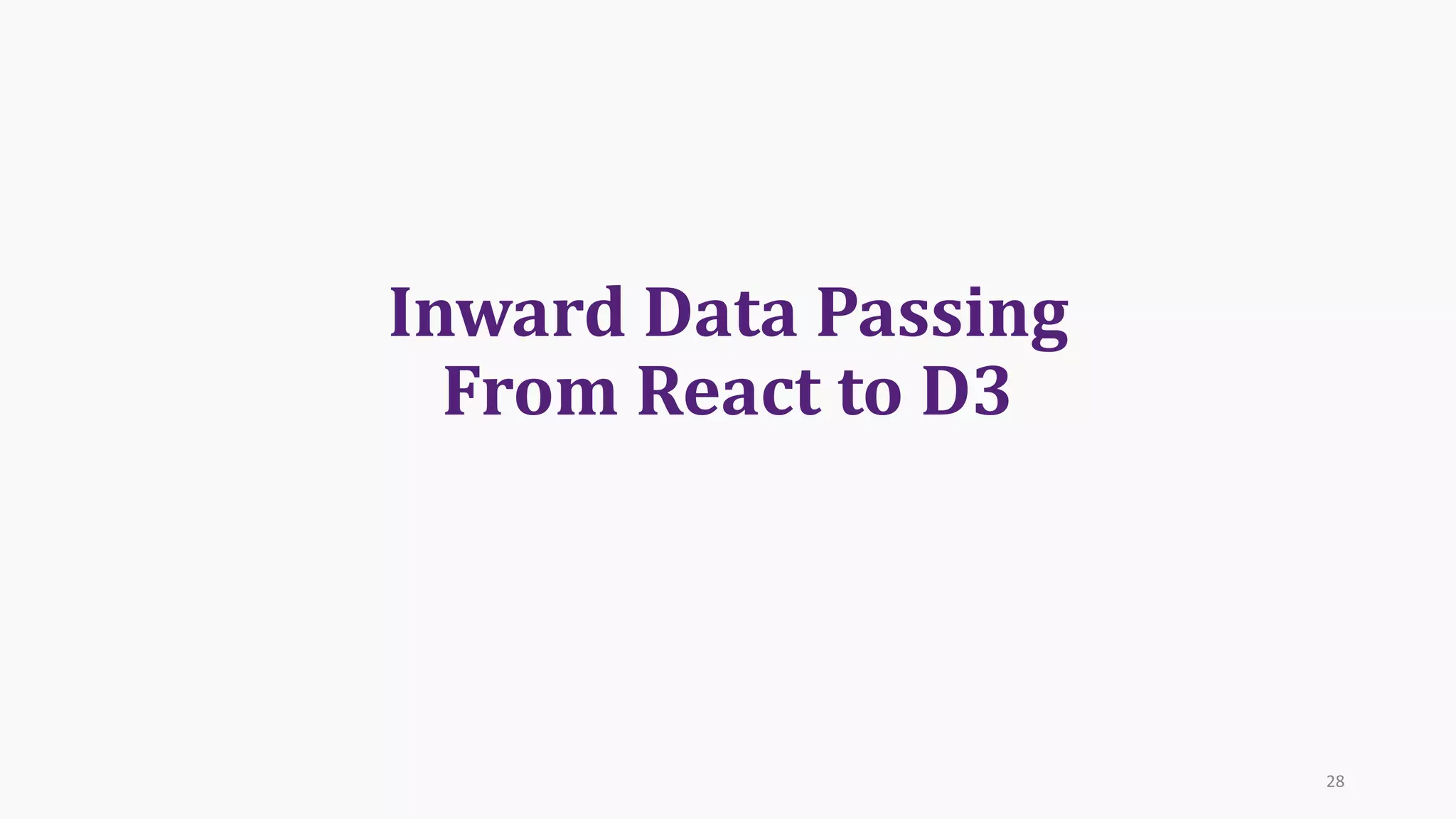 Inward	Data	Passing
From	React	to	D3
28
 