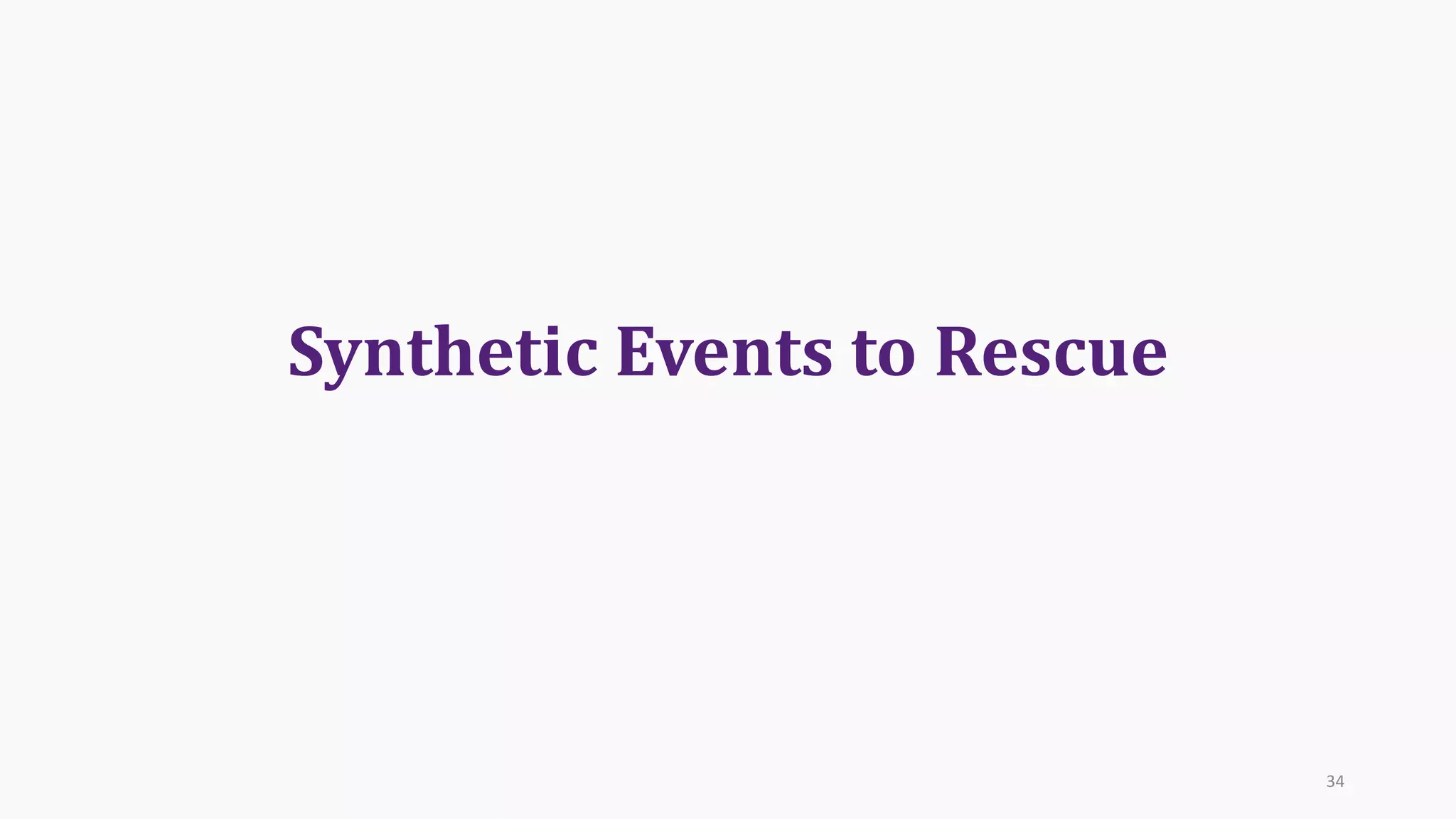 Synthetic	Events	to	Rescue
34
 