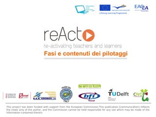 Fasi e contenuti dei pilotaggi This project has been funded with support from the European Commission.This publication [communication] reflects the views only of the author, and the Commission cannot be held responsible for any use which may be made of the information contained therein. 