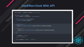 UseEffect Hook With API
 