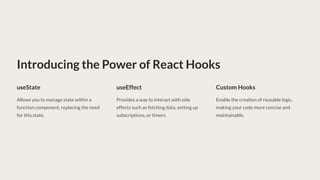 React Hooks: Enhancing Functional Components with useState, useEffect ...