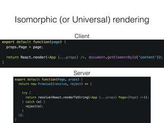 Client
Server
Isomorphic (or Universal) rendering
 