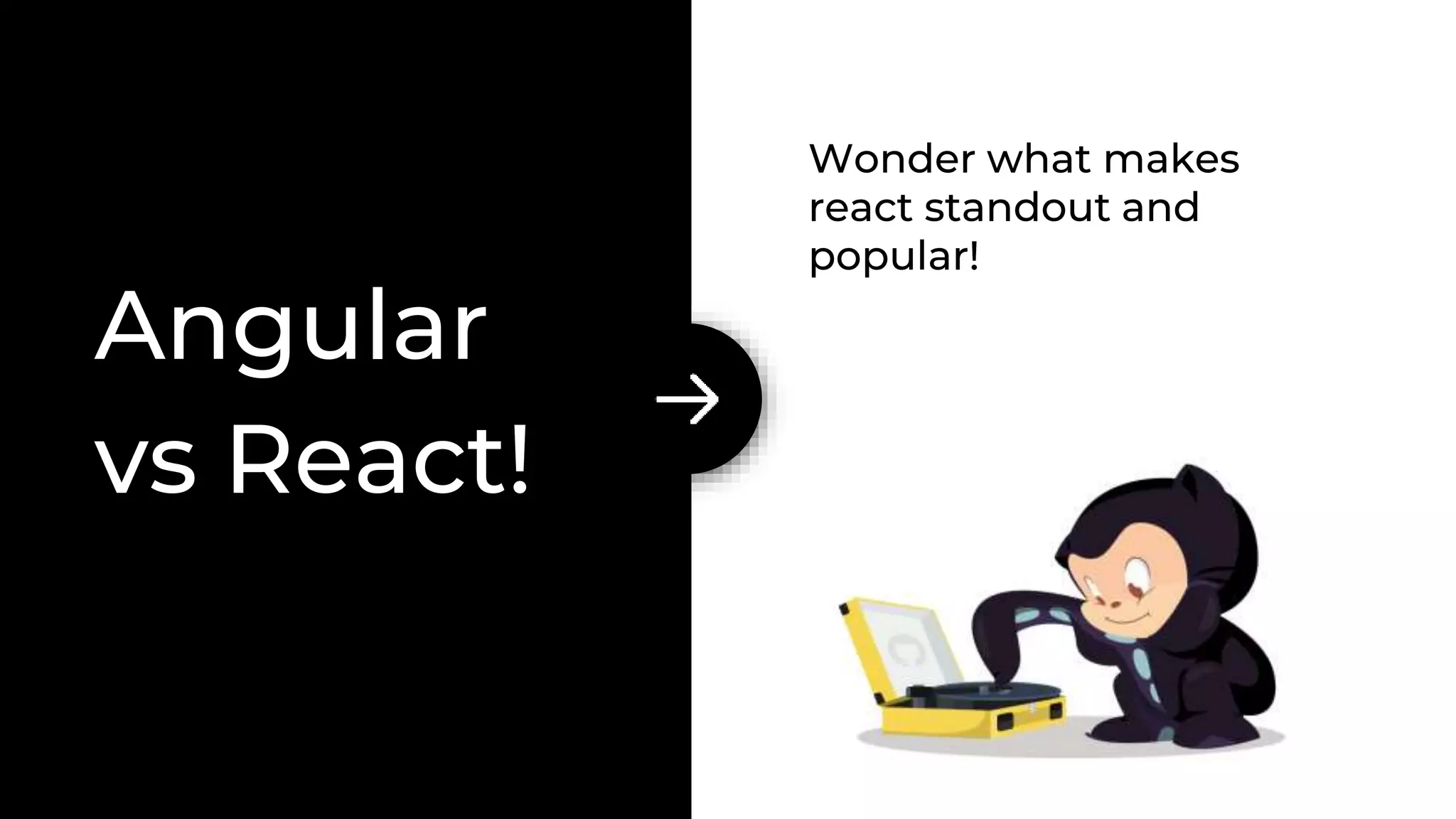 Angular
vs React!
Wonder what makes
react standout and
popular!
 