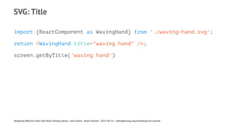 Designing Effective Tests with React Testing Library - React Summit ...