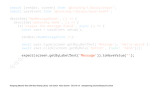 Designing Effective Tests with React Testing Library - React Summit ...