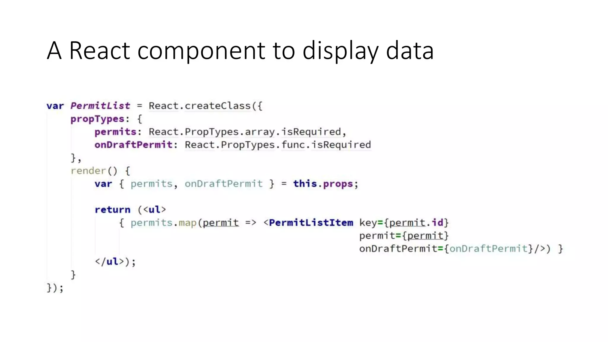 A React component to display data
 