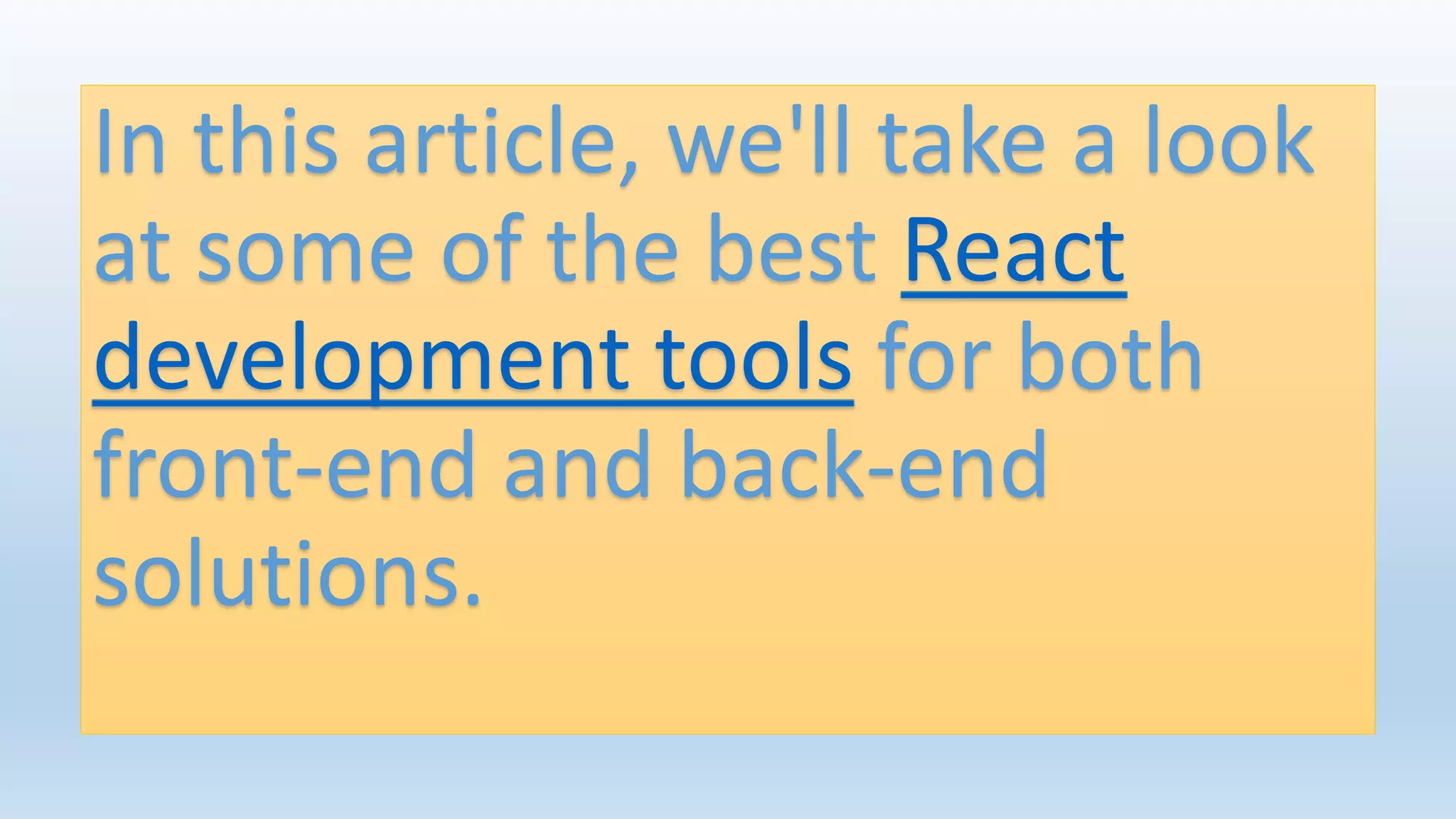 React Developer Tools | PPTX