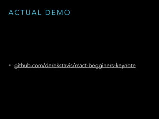 const makeCellTitle = (props) => {
const { title, description } = props
return `${title}: ${description}`
}
var title = 'Hello World'
var description = 'A classic programmer thing'
makeCellTitle({ title, description })
> Hello World: A classic programmer thing
const makeCellTitle = (props) => {
const { title, description } = props
return `${title}: ${description}`
}
var title = 'Hello World'
var description = 'A classic programmer thing'
makeCellTitle({ title, description })
> Hello World: A classic programmer thing
E S 6 O R N O T E S 6
D E S T R U C T U R I N G
 