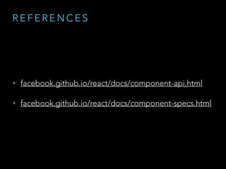 E S 6 O R N O T E S 6
const makeCellTitle = (props) => {
const { title, description } = props
return `${title}: ${description}`
}
var title = 'Hello World'
var description = 'A classic programmer thing'
makeCellTitle({ title, description })
> Hello World: A classic programmer thing
const makeCellTitle = (props) => {
const { title, description } = props
return `${title}: ${description}`
}
var title = 'Hello World'
var description = 'A classic programmer thing'
makeCellTitle({ title, description })
> Hello World: A classic programmer thing
S T R I N G
I N T E R P O L AT I O N
 