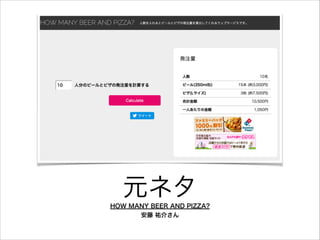 元ネタHOW MANY BEER AND PIZZA? 
安藤 祐介さん 
 
 