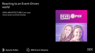 Reacting to an Event-Driven
world
IBM Event StreamsApache Kafka
GIDS.ARCHITECTURE Live 2020
Grace Jansen and Kate Stanley
 