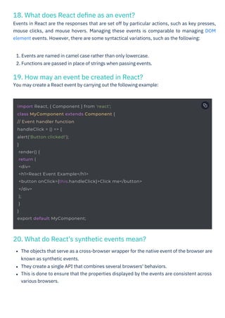 React Interview Question PDF By ScholarHat | PDF