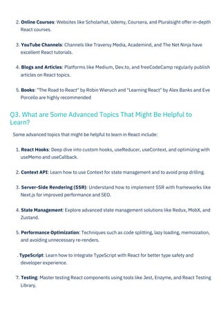 React Interview Question PDF By ScholarHat | PDF