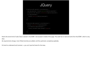 JQuery!
$('article.left section').click(function() {
var was_selected = $(this).hasClass('section-selected');
$('article.left section').removeClass('section-selected');
if (!was_selected) {
$(this).addClass('section-selected');
}
});
!
$('article.right section').click(function() {
$(this).toggleClass('right-selected');
if ($('section.right-selected')) {
$(this).children('input.choose').toggle();
}
});
 