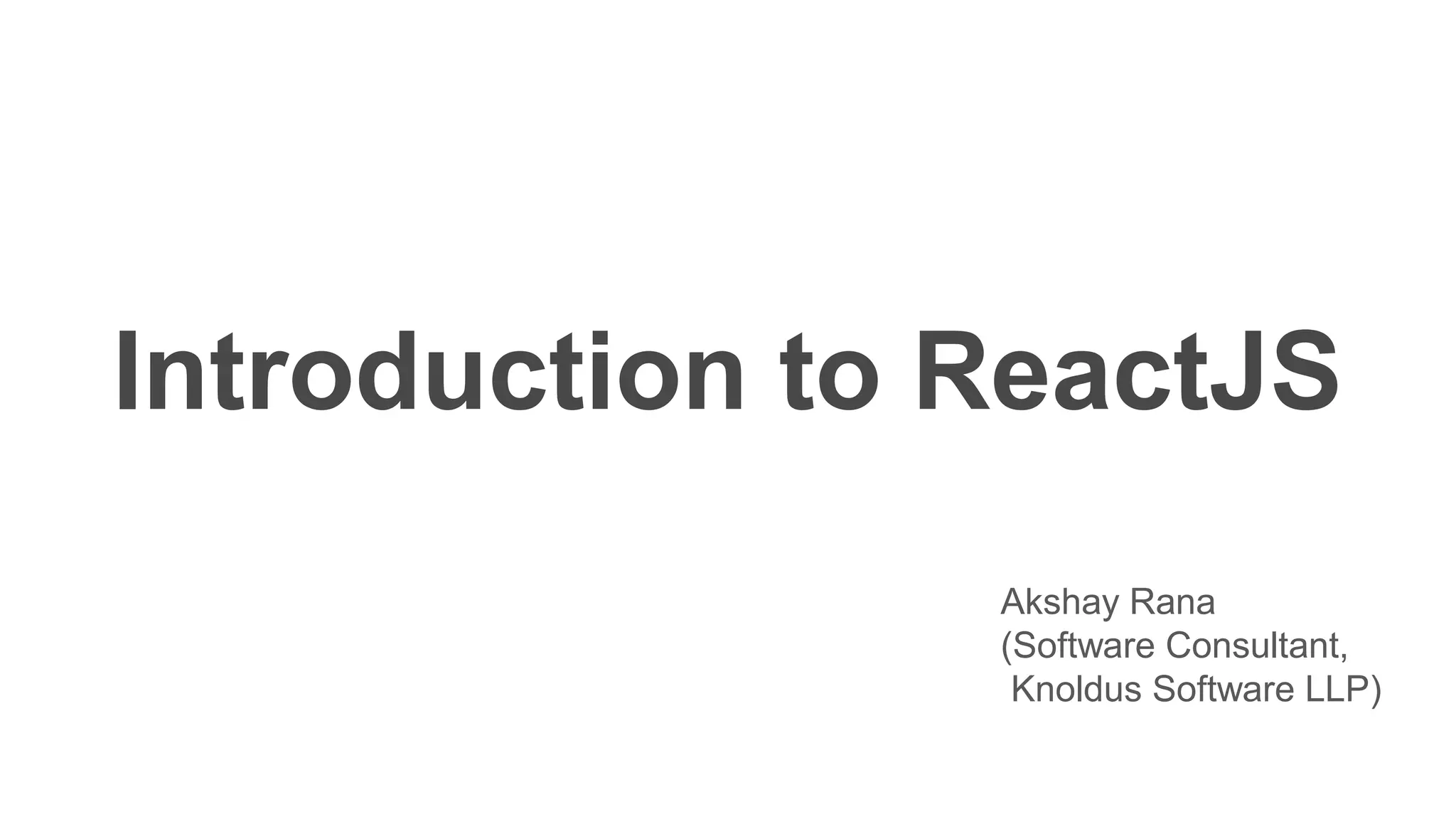 Introduction to ReactJS | ODP