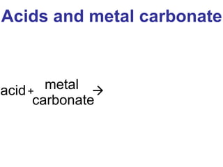 metal carbonate acid   +    Acids and metal carbonate 