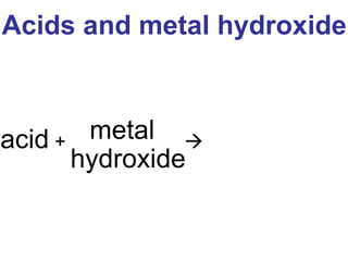 metal hydroxide acid  +   Acids and metal hydroxide 
