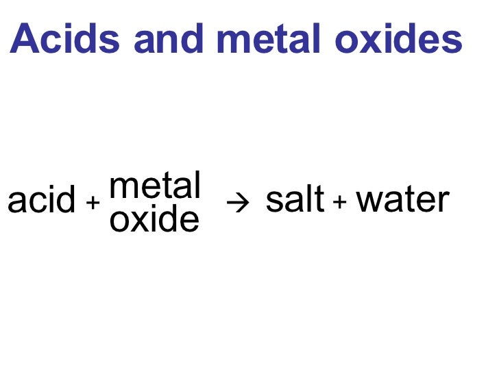 Reaction Of Metal Oxides With Acid