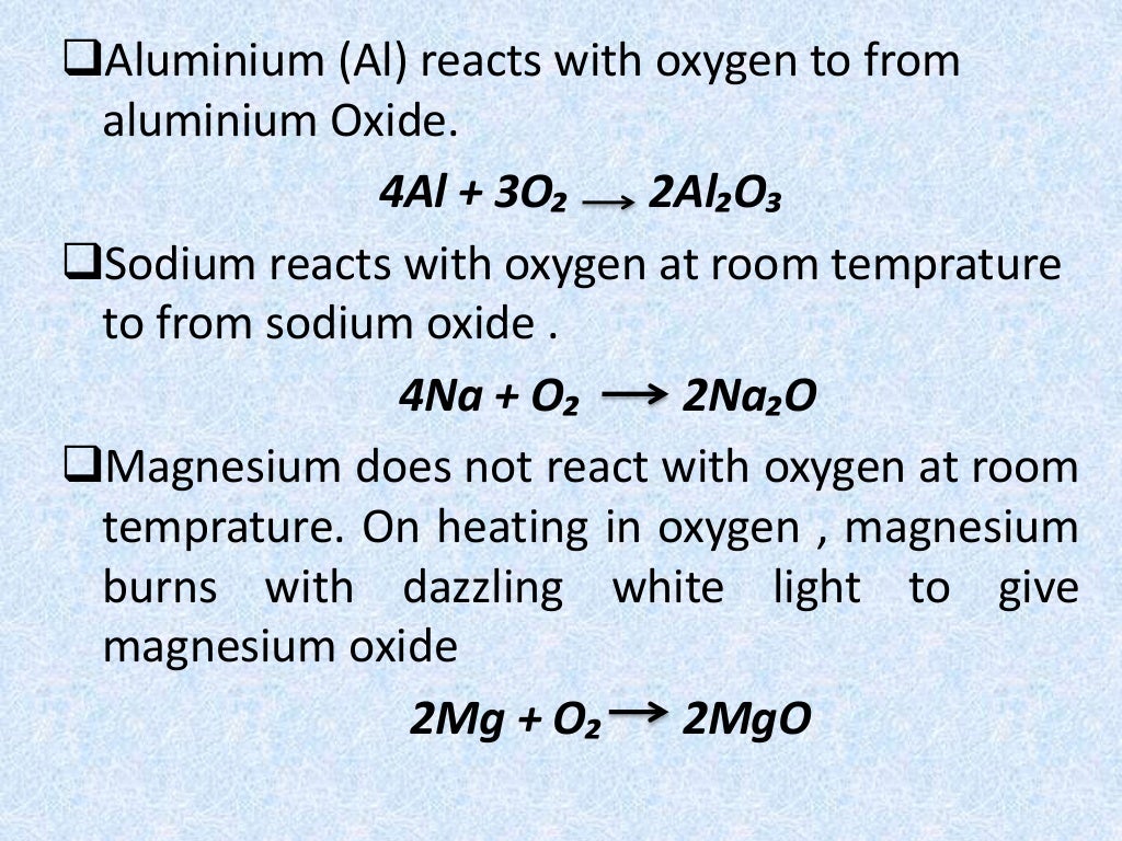 Reaction of metal with oxygen