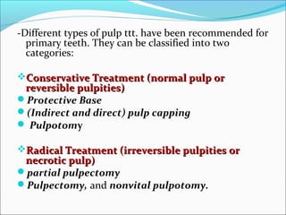 Reaction of the pulp to various capping materials 2003 | PPT