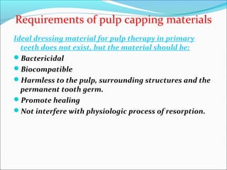 Reaction of the pulp to various capping materials 2003 | PPT