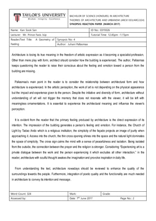 Reaction paper a geometry of feeling | PDF