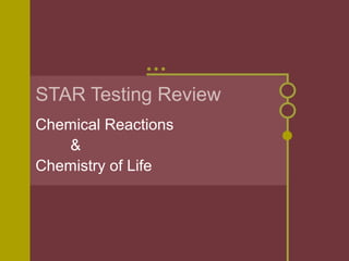 STAR Testing Review
Chemical Reactions
&
Chemistry of Life
 