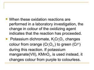 Oxidation Test Reactions of alcohol | PPT