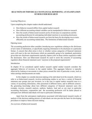 Reaction In Reporting Reactions of individuals to financial reporting | PDF