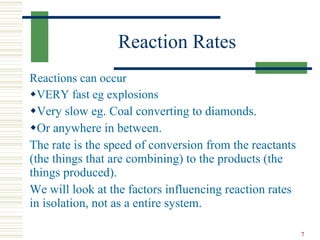 Diamond Reaction Rates Reaction types | PPT