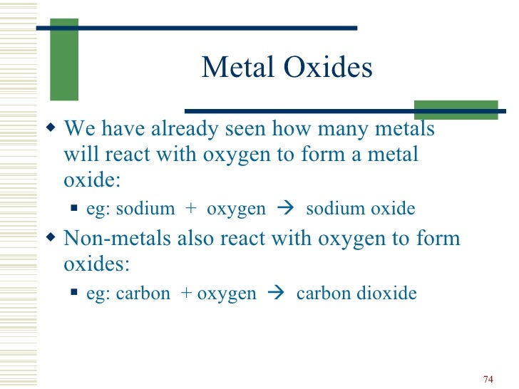reaction types when metals react with oxygen they form