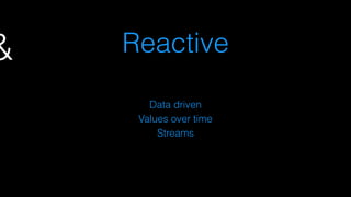& Reactive
Data driven
Values over time
Streams
 