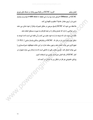 ٩١
‫ﭘﻨﺠﻢ‬ ‫ﻓﺼﻞ‬‫ﮐﺎرﺑﺮد‬GCSC‫ﺗﻮزﯾﻊ‬ ‫ﻫﺎي‬ ‫ﺷﺒﮑﻪ‬ ‫در‬ ‫وﻟﺘﺎژ‬ ‫رﮔﻮﻻﺳﯿﻮن‬ ‫در‬
GCSC‫در‬t=300msec‫ﺗﺎ‬ ‫ﻟﺤﻈﻪ‬ ‫اﯾﻦ‬ ‫از‬ ‫و‬ ‫ﺑﻮد‬ ‫ﺷﺪه‬ ‫وﺻﻞ‬t=600 msec‫وﻟﺘـﺎژ‬ ‫ﺗﻮاﻧـﺴﺖ‬
‫ﻣﻘﺪار‬ ‫روي‬ ‫را‬ ‫ﺑﺎر‬ ‫ﺷﯿﻦ‬1 p.u.‫ﮐﻨﺪ‬ ‫ﻧﮕﻬﺪاري‬ ‫و‬ ‫ﺗﻨﻈﯿﻢ‬.
‫ﮐﻪ‬ ‫ﺷﻮد‬ ‫ﻣﯽ‬ ‫ﻣﻼﺣﻈﻪ‬GCSC‫ﻧﺸﺎ‬ ‫ﺧﻮد‬ ‫از‬ ‫وﻟﺘﺎژ‬ ‫ﺗﻐﯿﯿﺮات‬ ‫ﻣﻘﺎﺑﻞ‬ ‫در‬ ‫ﺳﺮﯾﻌﯽ‬ ‫ﭘﺎﺳﺦ‬‫دﻫﺪ‬ ‫ﻣﯽ‬ ‫ن‬
‫دﻫﺪ‬ ‫اﻧﺠﺎم‬ ‫ﻣﺴﺘﻘﻞ‬ ‫ﺻﻮرت‬ ‫ﺑﻪ‬ ‫و‬ ‫ﻓﺎزﻫﺎ‬ ‫ﻫﻤﻪ‬ ‫در‬ ‫را‬ ‫وﻟﺘﺎژ‬ ‫ﺗﻌﺪﯾﻞ‬ ‫ﮐﻪ‬ ‫دارد‬ ‫را‬ ‫ﺗﻮاﻧﺎﯾﯽ‬ ‫اﯾﻦ‬ ‫و‬.
‫ﺑﻪ‬ ‫ﺗﻮﺟﻪ‬ ‫ﺑﺎ‬ ‫ﮐﻪ‬ ‫اﺳﺖ‬ ‫اﯾﻦ‬ ‫ﻧﮑﺘﻪ‬ ‫آن‬ ‫و‬ ‫ﮐﻨﺪ‬ ‫ﻣﯽ‬ ‫ﺟﻠﺐ‬ ‫ﺧﻮد‬ ‫ﺑﻪ‬ ‫را‬ ‫ﻣﺎ‬ ‫ﺗﻮﺟﻪ‬ ‫ﮐﻪ‬ ‫دارد‬ ‫وﺟﻮد‬ ‫اي‬ ‫ﻧﮑﺘﻪ‬
‫ﻓﺎز‬ ‫در‬ ‫ﺑﺎر‬ ‫ﺷﯿﻦ‬ ‫وﻟﺘﺎژ‬ ‫ﻣﻮج‬ ‫ﺷﮑﻞ‬A،GCSC‫ﻧـﺎﻣﯽ‬ ‫وﻟﺘـﺎژ‬ ‫ﺑـﺎﻻي‬ ‫وﻟﺘﺎژﻫﺎي‬ ‫در‬)1 P.U.(
‫ﮐ‬ ‫ﻫﯿﭻ‬‫را‬ ‫ﺟﺒﺮاﻧـﺴﺎزي‬ ‫ﻫﯿﭽﮕﻮﻧﻪ‬ ‫ﺣﺎﻟﺖ‬ ‫اﯾﻦ‬ ‫در‬ ‫ﻧﺪارد‬ ‫ﺳﻠﻒ‬ ‫ﭼﻮن‬ ‫و‬ ‫دﻫﺪ‬ ‫اﻧﺠﺎم‬ ‫ﺗﻮاﻧﺪ‬ ‫ﻧﻤﯽ‬ ‫ﺎري‬
‫ﮐﻨﺪ‬ ‫اﻋﻤﺎل‬ ‫ﺗﻮاﻧﺪ‬ ‫ﻧﻤﯽ‬.‫در‬ ‫ﻫﻤﻮاره‬ ‫ﺳﺎزد‬ ‫ﻣﯽ‬ ‫وادار‬ ‫را‬ ‫ﻣﺎ‬ ‫ﮐﻪ‬ ‫اﺳﺖ‬ ‫دﻻﯾﻠﯽ‬ ‫از‬ ‫ﯾﮑﯽ‬ ‫ﻣﻄﻠﺐ‬ ‫ﻫﻤﯿﻦ‬
‫ﮐﻨﺎر‬GCSC‫ﮐﻨﯿﻢ‬ ‫اﺳﺘﻔﺎده‬ ‫ﻧﯿﺰ‬ ‫ﻣﻮازي‬ ‫ﺟﺒﺮاﻧﺴﺎز‬ ‫اﻟﻤﺎن‬ ‫ﯾﮏ‬ ‫از‬.
‫در‬ ‫ﻧﻤﺎﯾﺶ‬ ‫ﺑﻪ‬ ‫زﯾﺮ‬ ‫ﺷﮑﻞ‬ ‫در‬ ‫ﻓﺎز‬ ‫ﻫﺮ‬ ‫ﺧﺎﻣﻮﺷﯽ‬ ‫زواﯾﺎي‬‫اﻧﺪ‬ ‫آﻣﺪه‬:
www.powerengineering.blogfa.com
w
w
w
.pow
erengineering.blogfa.com
 