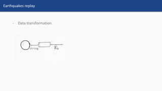 Earthquakes replay
- Data transformation
 