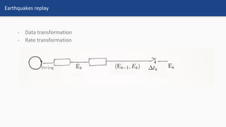 Earthquakes replay
- Data transformation
- Rate transformation
 