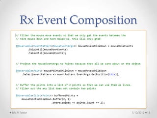 Rx Event Composition




Eric R Taylor            7/10/2012   13
 