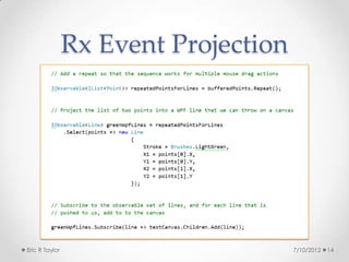 Rx Event Projection




Eric R Taylor                         7/10/2012   14
 