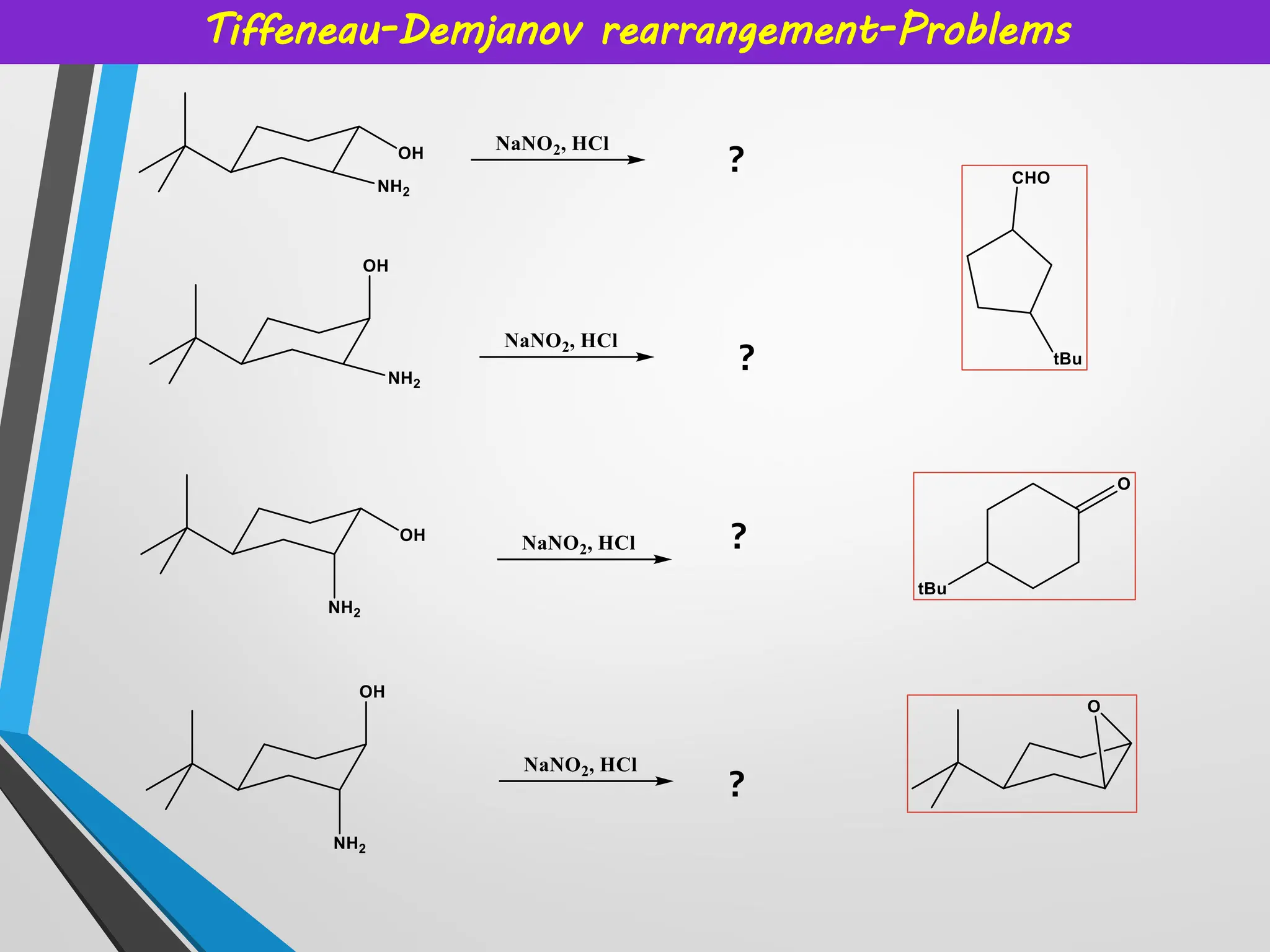 Tiffeneau-Demjanov rearrangement-Problems
?
?
?
?
 